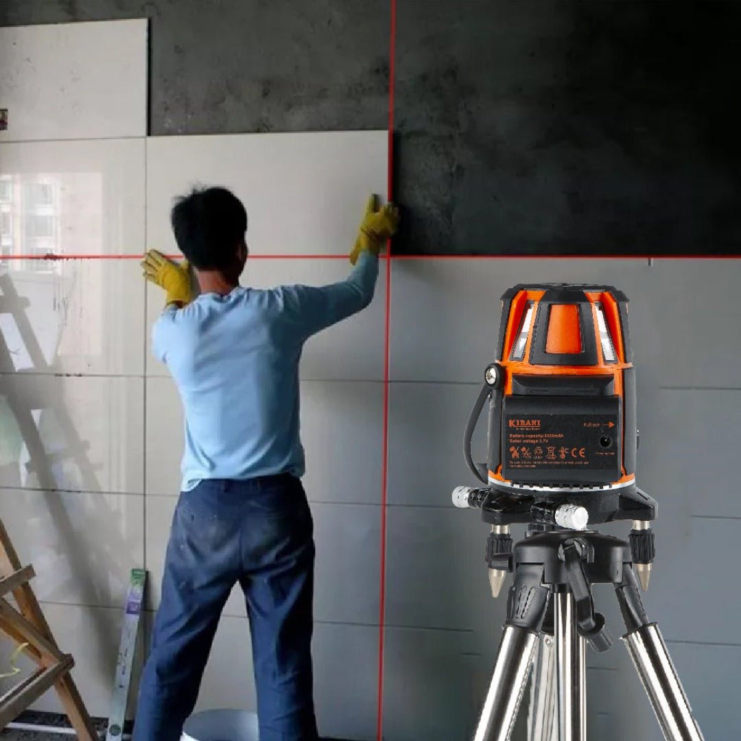 Livella laser a luce rossa Kibani 12V con treppiede