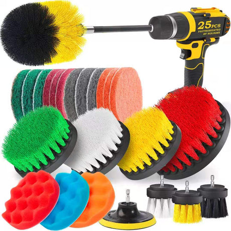 25 brosses pour perceuse et tournevis - abrasives pour le polissage et le nettoyage