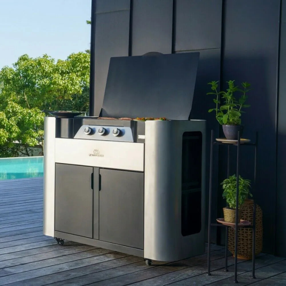 Le Marquier Exclusive 375 Barbecue a gas con mobiletto — Barbecue a Gas Inox/Nero