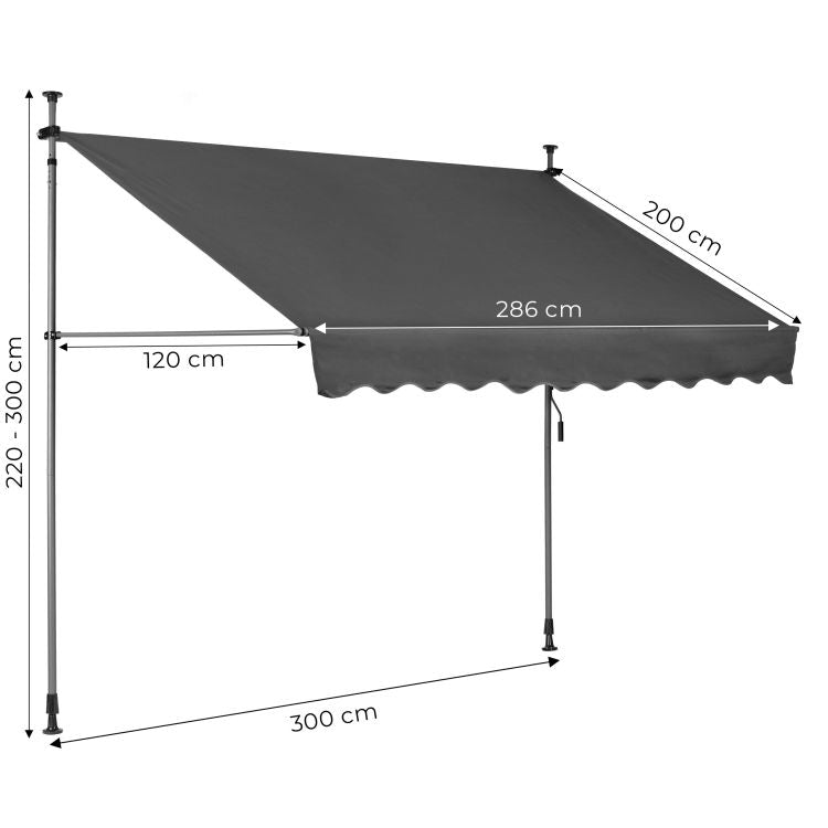 Tenda da sole per balcone 300x120 cm regolabile