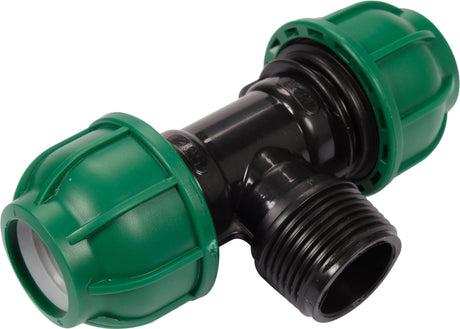 Raccordo a T per Tubi PE 25 mm x 1" x 25 mm – Adattatore a Compressione, Polipropilene 10 BAR FLO