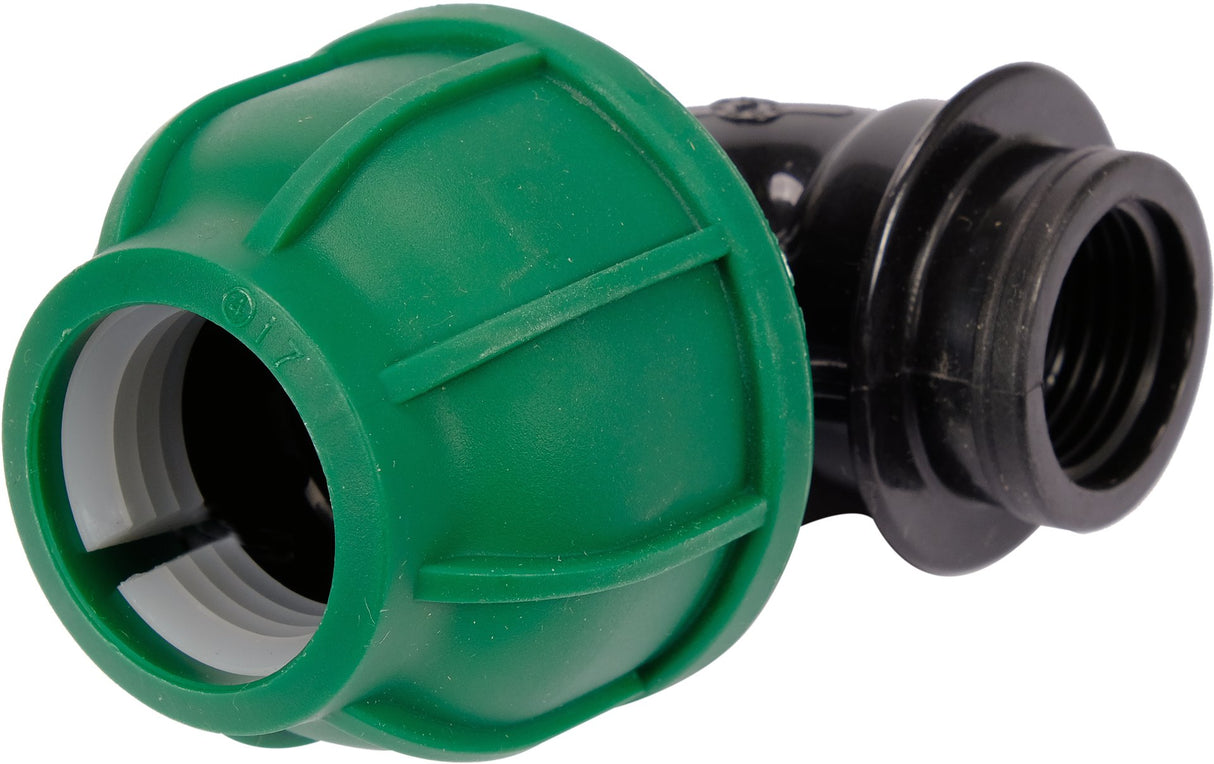 Gomito 90° per Tubi PE 25 mm x 1/2" GW – Raccordo Femmina a Compressione, Polipropilene 10 BAR FLO