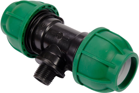 Raccordo a T per Tubi PE 32 mm x 1/2" x 32 mm – Attacco Centrale Maschio GZ, Polipropilene 10 BAR FLO