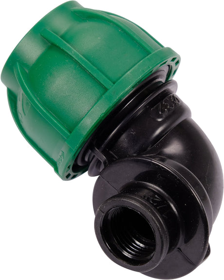 Gomito 90° per Tubi PE 32 mm x 1/2" GW – Raccordo Femmina a Compressione, Polipropilene 10 BAR FLO