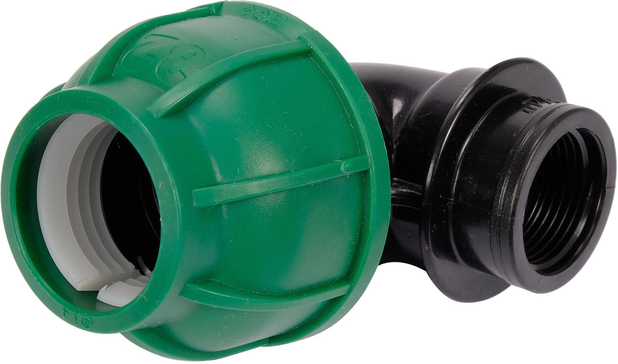 Gomito 90° per Tubi PE 32 mm x 3/4" GW – Raccordo Femmina a Compressione, Polipropilene 10 BAR FLO