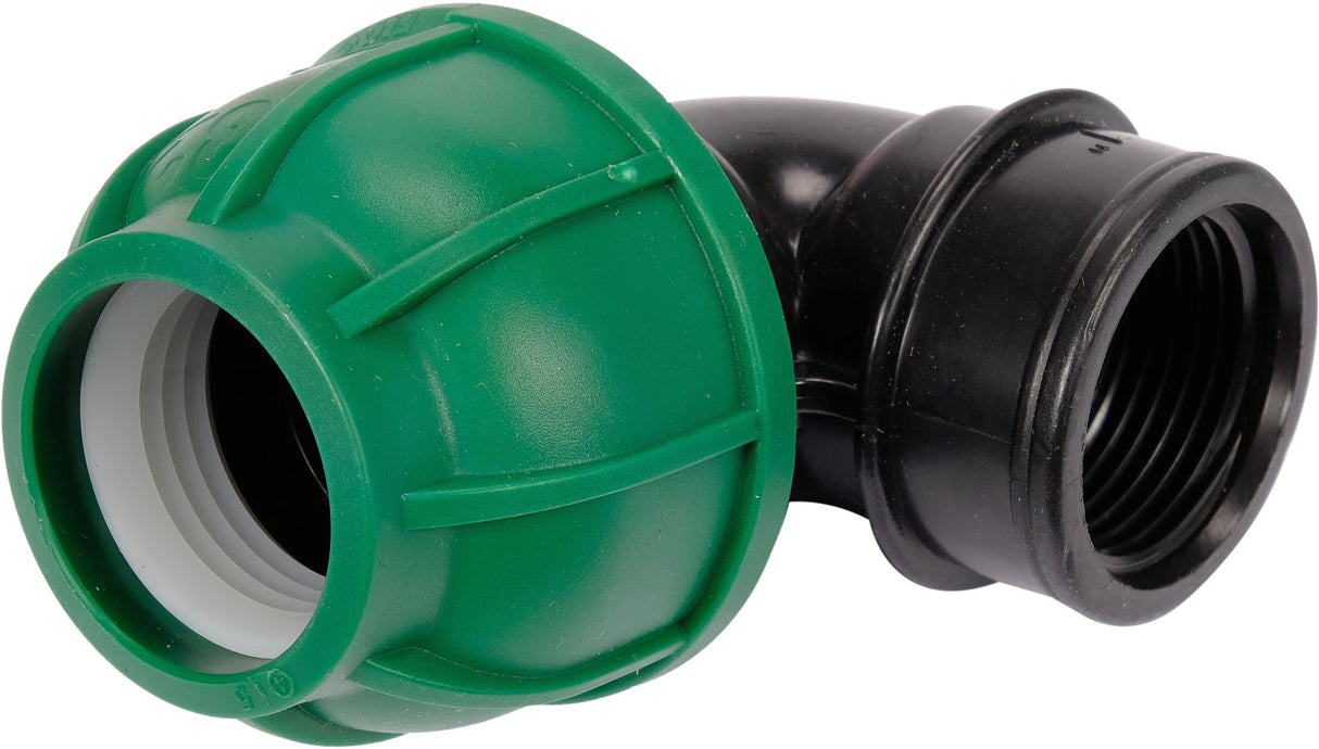 Gomito 90° per Tubi PE 32 mm x 1" GW – Raccordo Femmina a Compressione, Polipropilene 10 BAR FLO