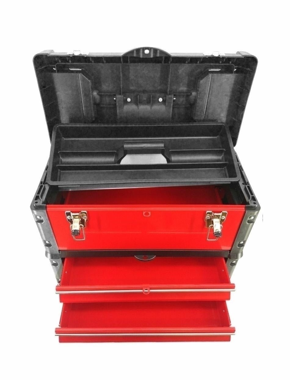 Carrello Porta Utensili Awtools con Ruote e Manico Telescopico - 4 Cassetti,
