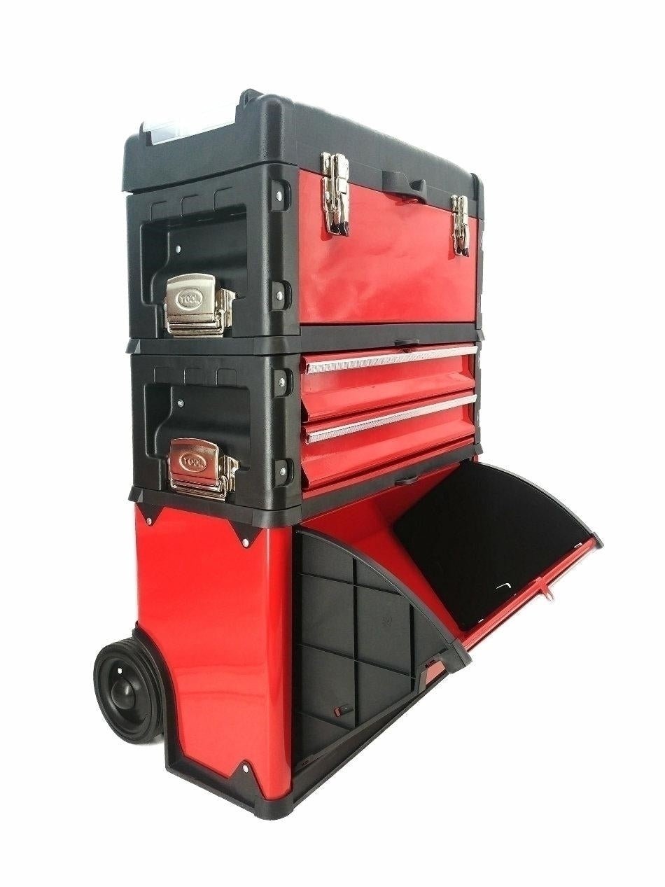 Carrello Porta Utensili Awtools con Ruote e Manico Telescopico - 4 Cassetti,