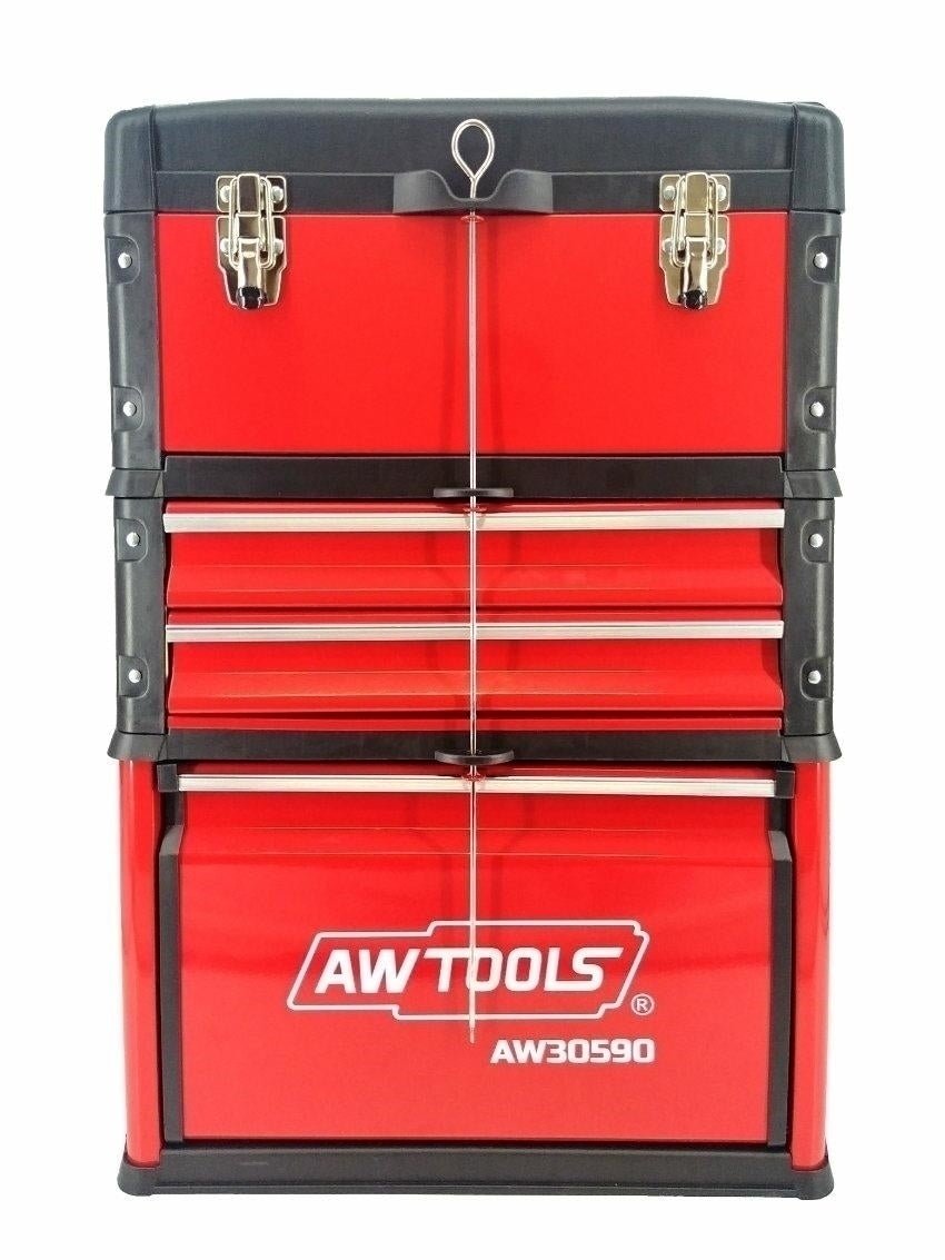 Carrello Porta Utensili Awtools con Ruote e Manico Telescopico - 4 Cassetti,