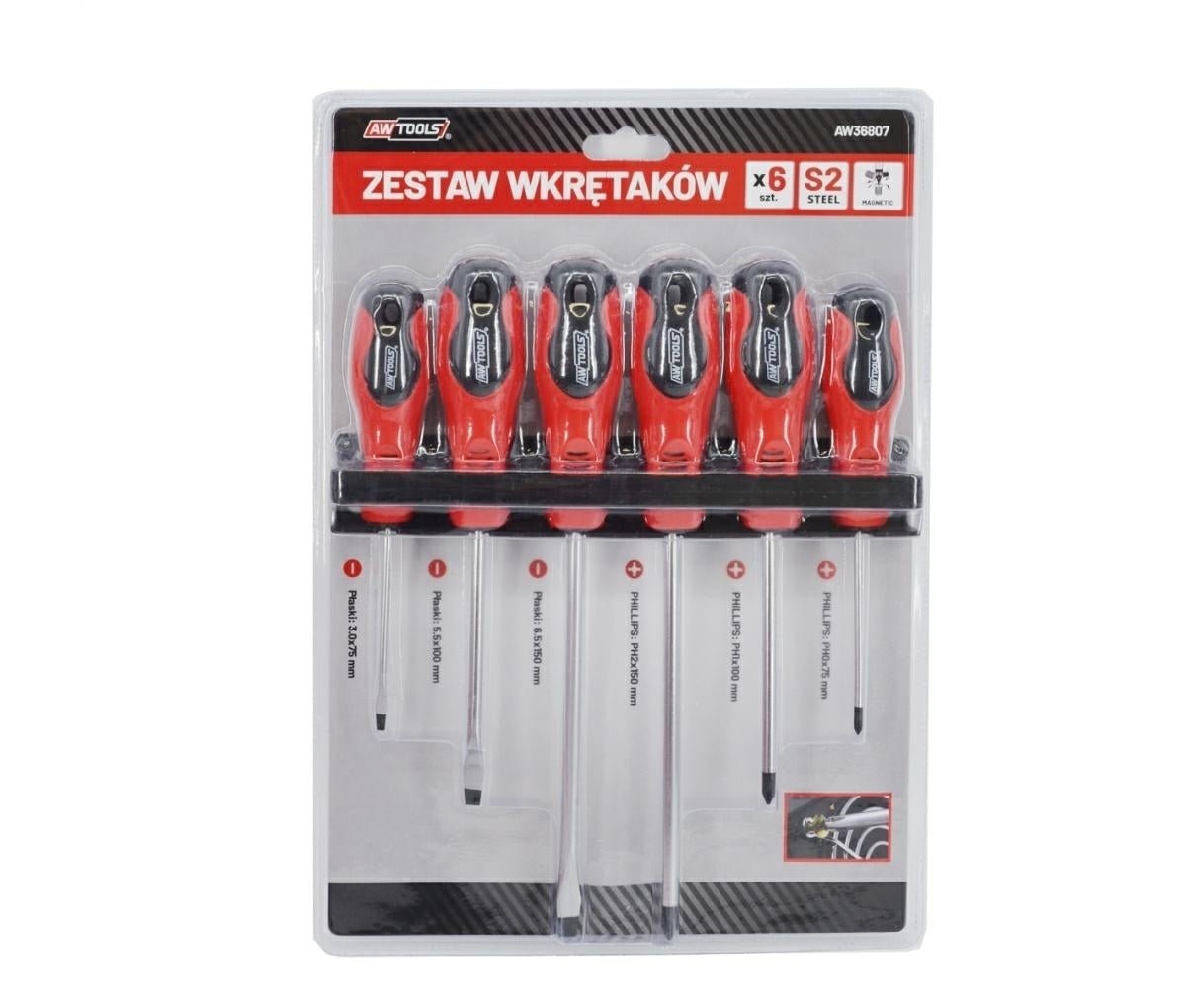 JEU DE TOURNEVIS AWTOOLS SUR SUPPORT BLISTER S2 / 6 pcs.