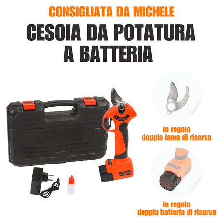 Cesoia Elettrica da Potatura - Due Batterie + Lame di Riserva - Brico Bello