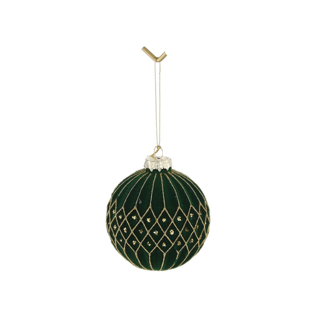 Pallina di Natale in Vetro Verde 8 cm
