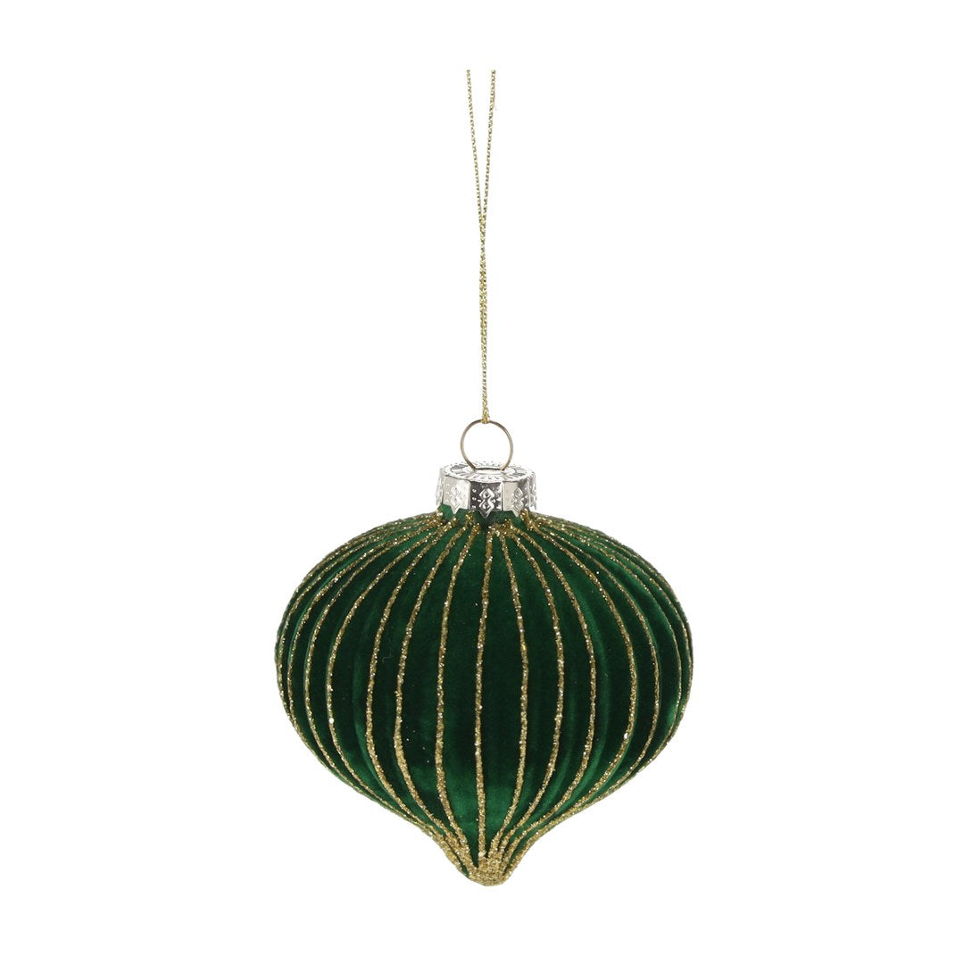 Pallina di Natale in Vetro Verde 8 cm