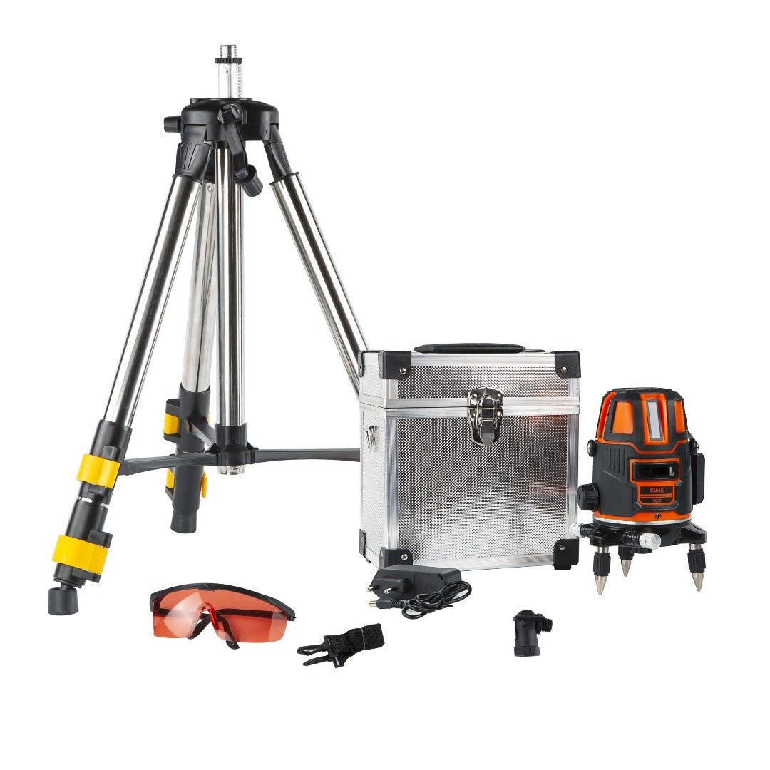 Livella laser a luce rossa Kibani 12V con treppiede