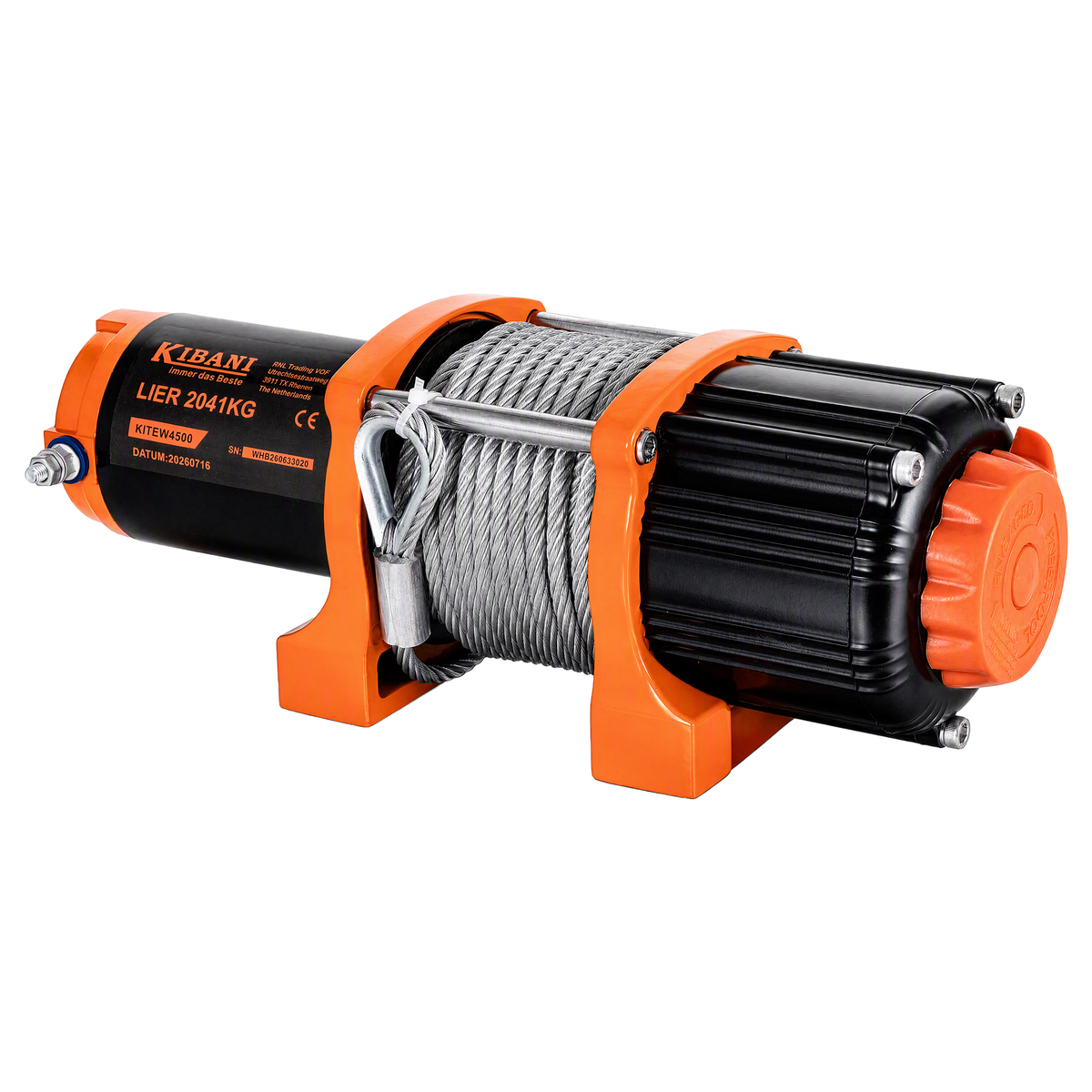 Verricello Elettrico Kibani 12V 2041kg Cavo Acciaio 13,5m 2 Radiocomandi