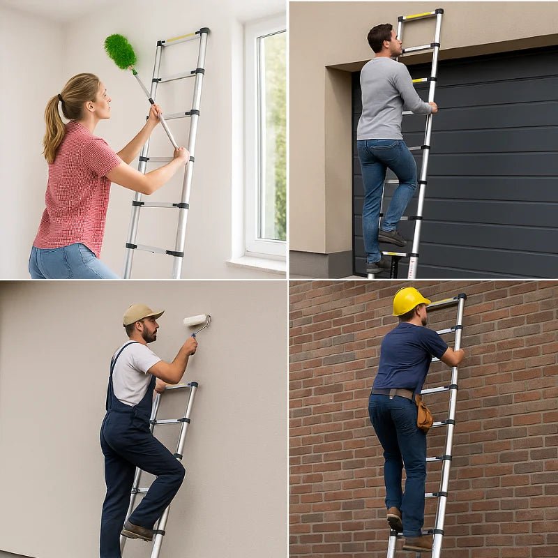 Échelle télescopique en aluminium 380 cm 3,80 mètres - Multifonction - Échelle pliante - Fabriquée en alliage aérospatial 6061