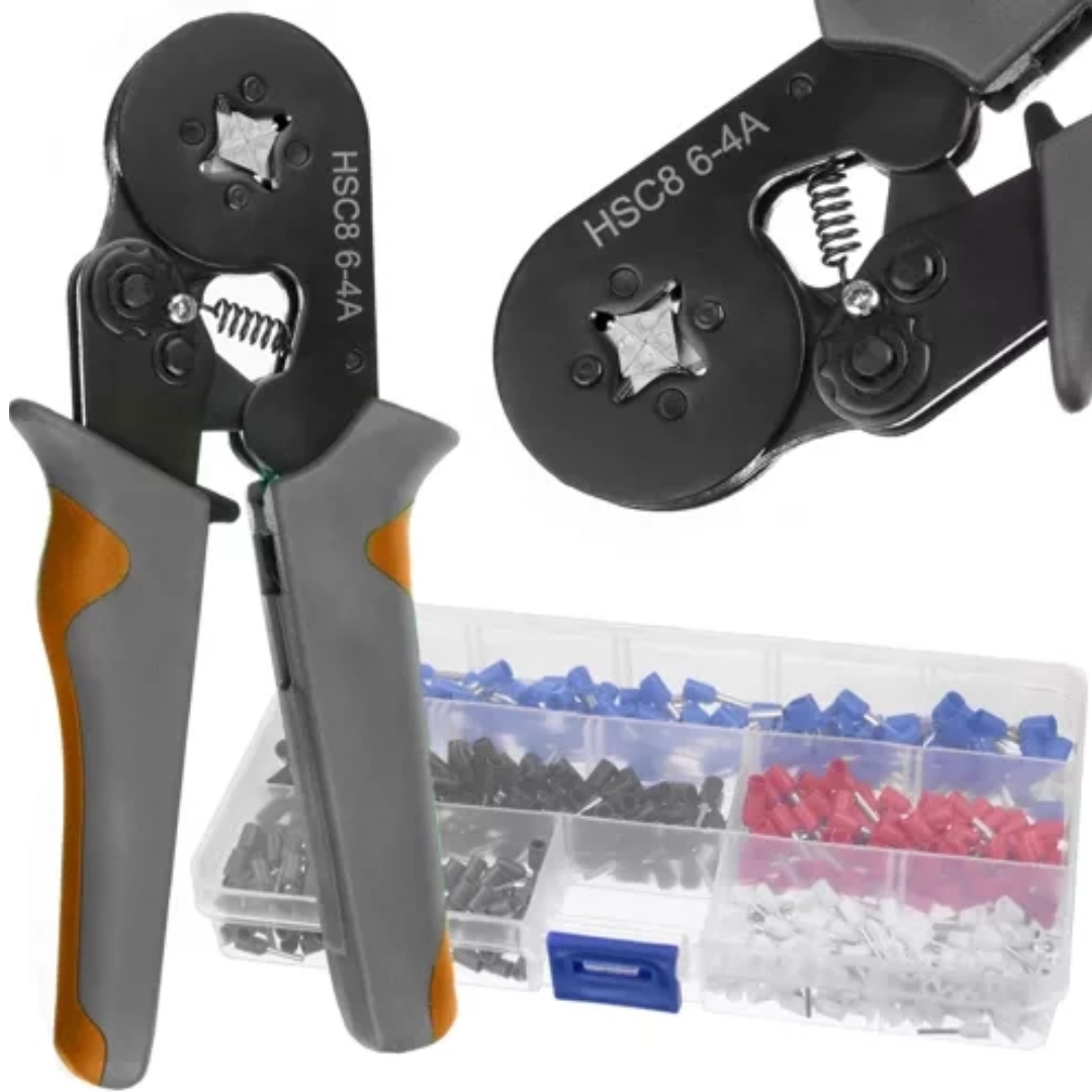 Pinza crimpatrice per capicorda 0,25-10 mm² – con 500 capicorda assortiti