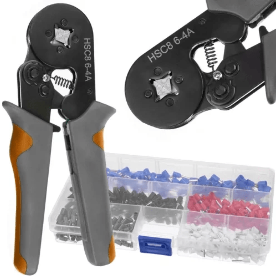 Pinza crimpatrice per capicorda 0,25-10 mm² – con 500 capicorda assortiti