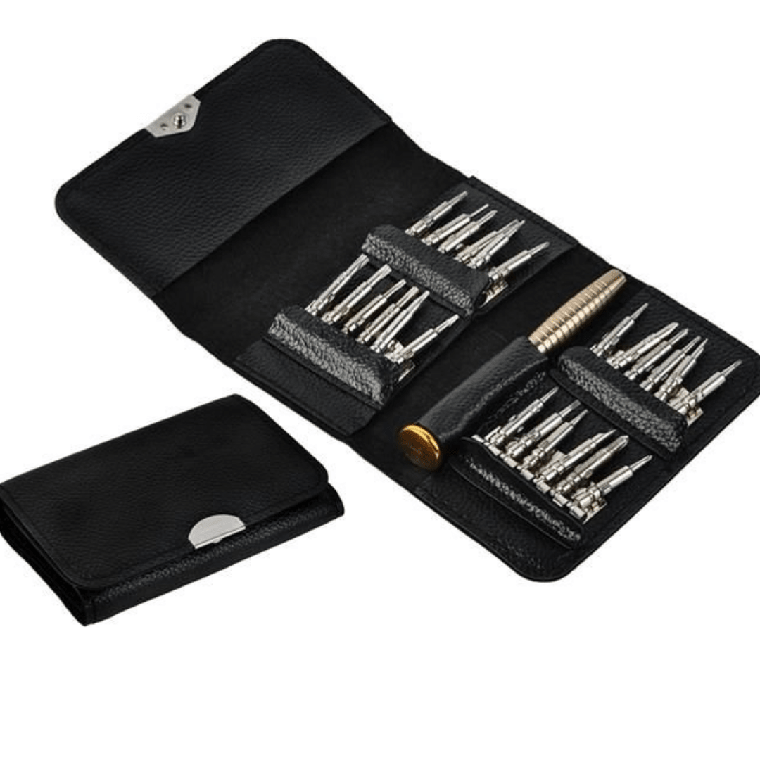 Set cacciaviti di precisione 25 in 1 – acciaio CrV, custodia in ecopelle con chiusura magnetica