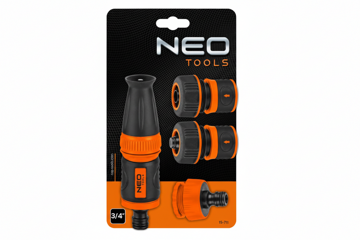 Set Lancia e Raccordi Rapidi Neo Tools 4 Pezzi Lancia Regolabile Aquastop