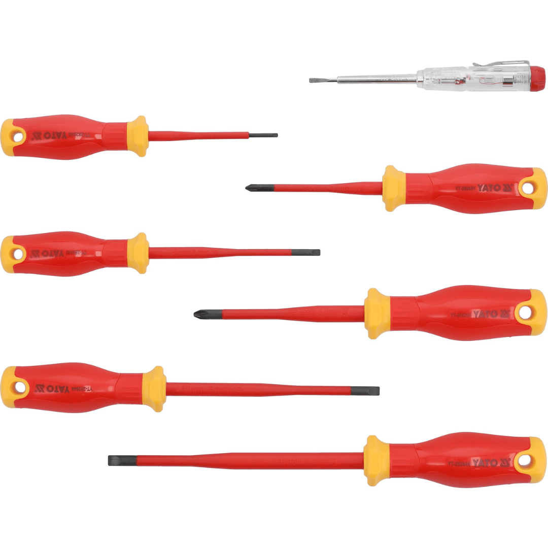 Set Cacciaviti Isolati VDE 1000V 7 Pezzi per Elettricisti con Tester