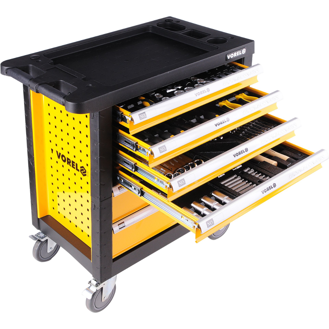 Carrello Portautensili VOREL 177 Utensili 6 Cassetti con Ruote e Serratura