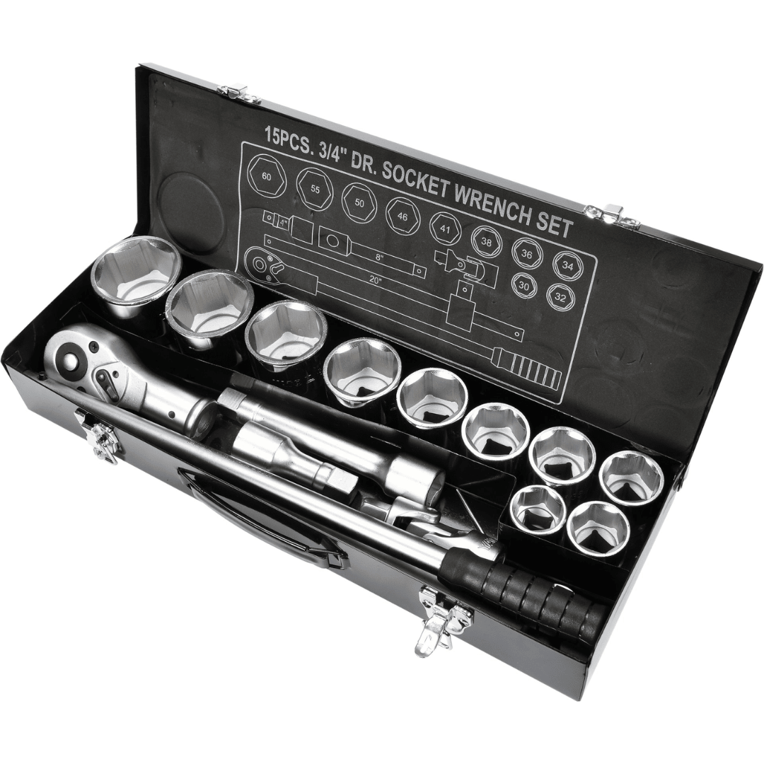 Set Chiavi a Bussola 3/4 Professionale 15 Pezzi Acciaio CrV Officina