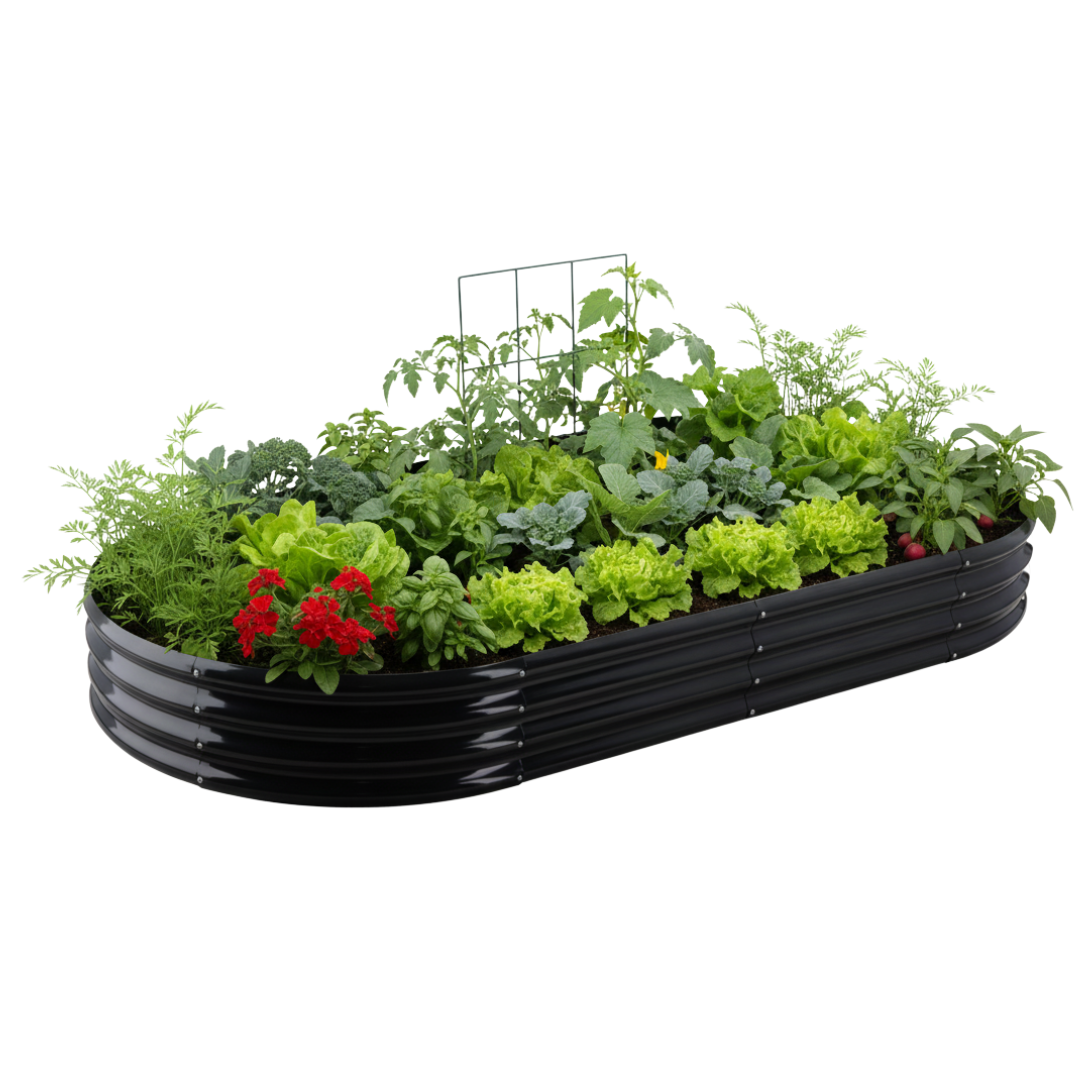 Orto Rialzato da Giardino Ovale 240 x 120 x 30 cm in Acciaio