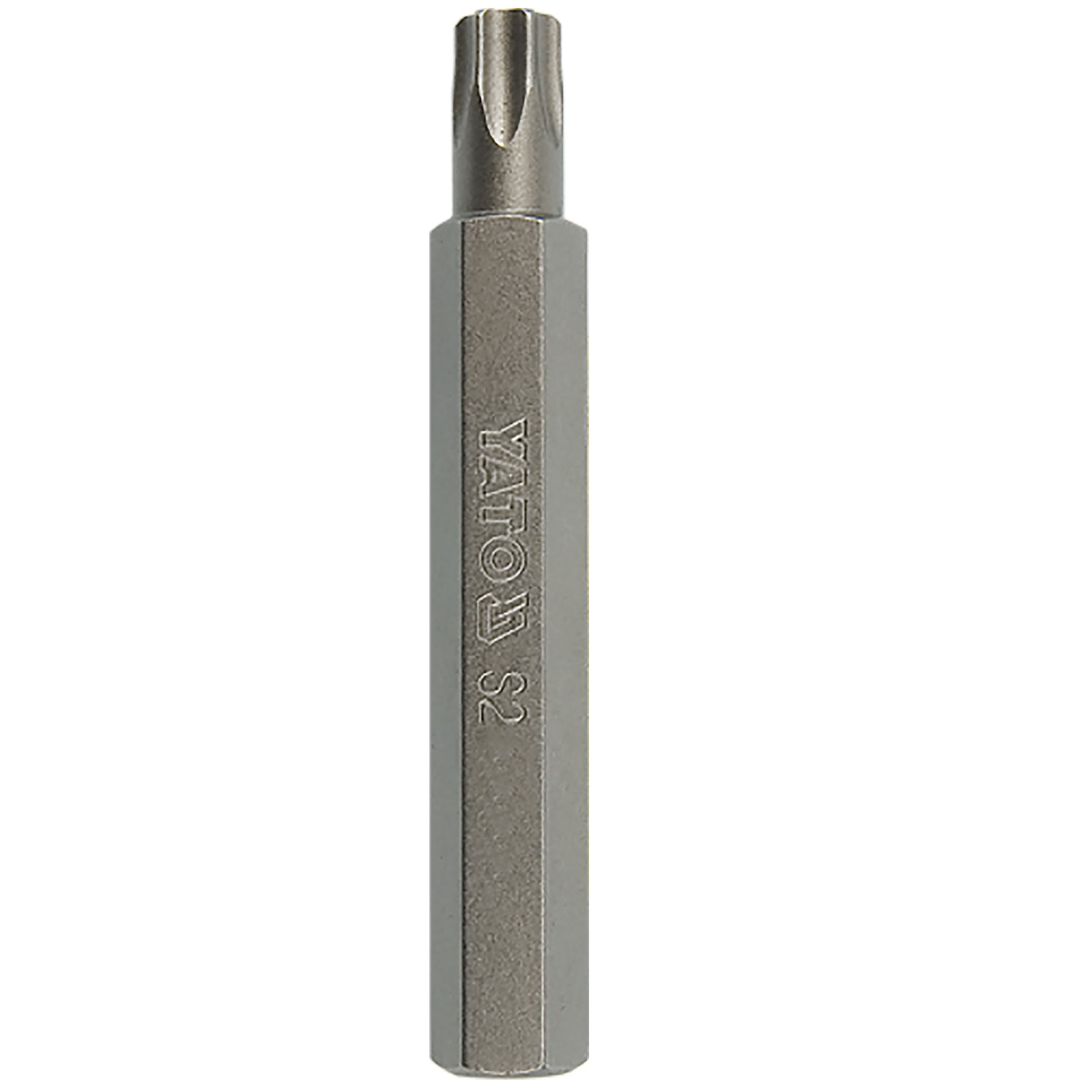 Inserto Torx T40 × 75 mm, attacco esagonale 10 mm, in acciaio CrV 6150, sabbiato
