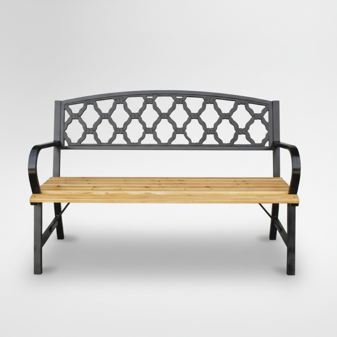 Panchina da Giardino 120 x 56 x 85 cm in Legno e Acciaio