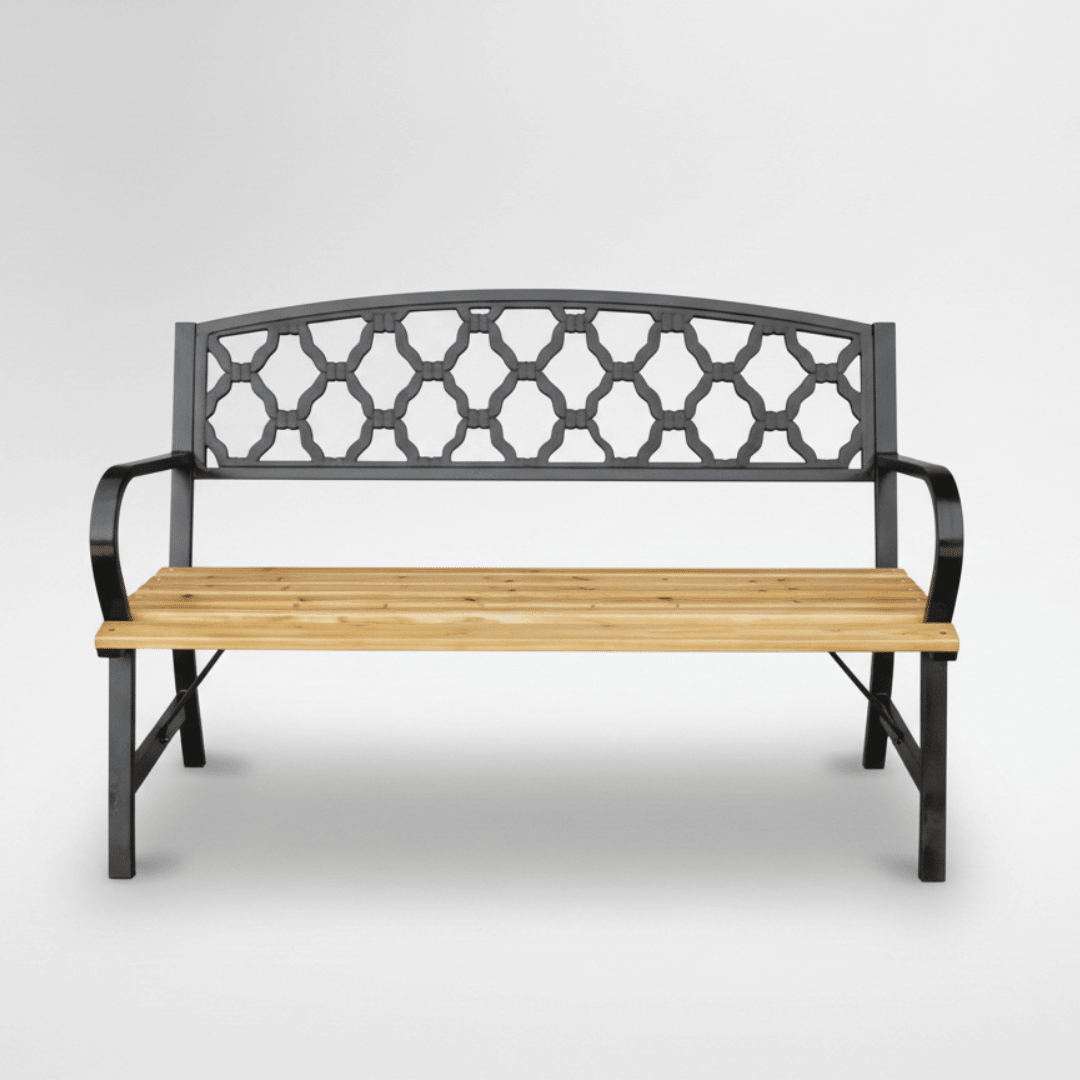 Panchina da Giardino 120 x 56 x 85 cm in Legno e Acciaio