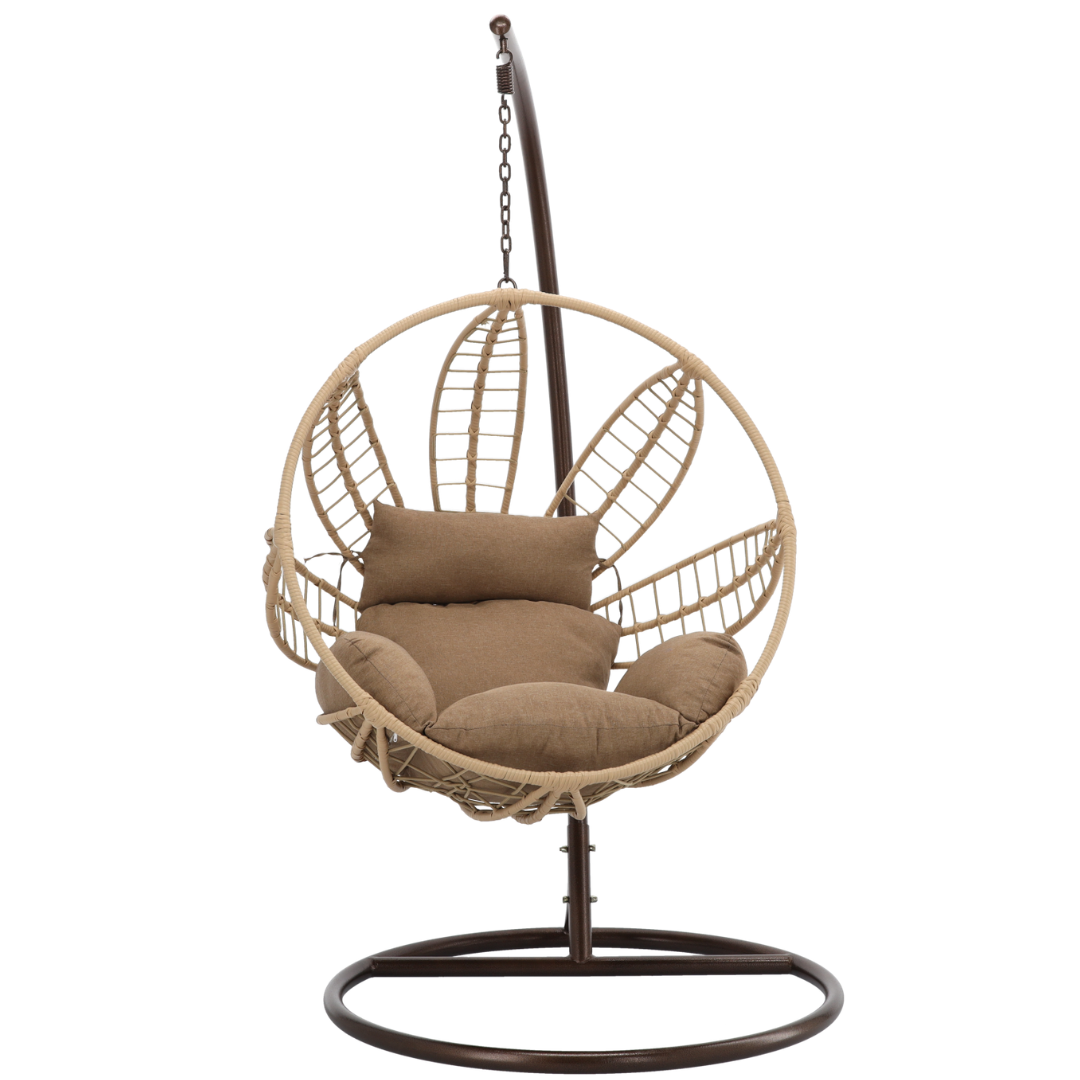 Poltrona Sospesa Sobre Premium Garden Line Naturale Cuscino Grigio 150kg