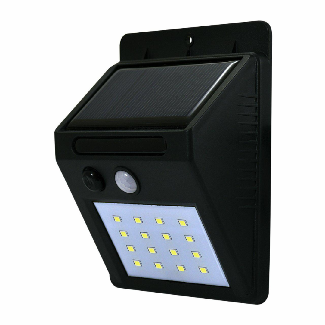 Lampada Solare da Parete LED SMD Luce Fredda 6000K Nero IP44