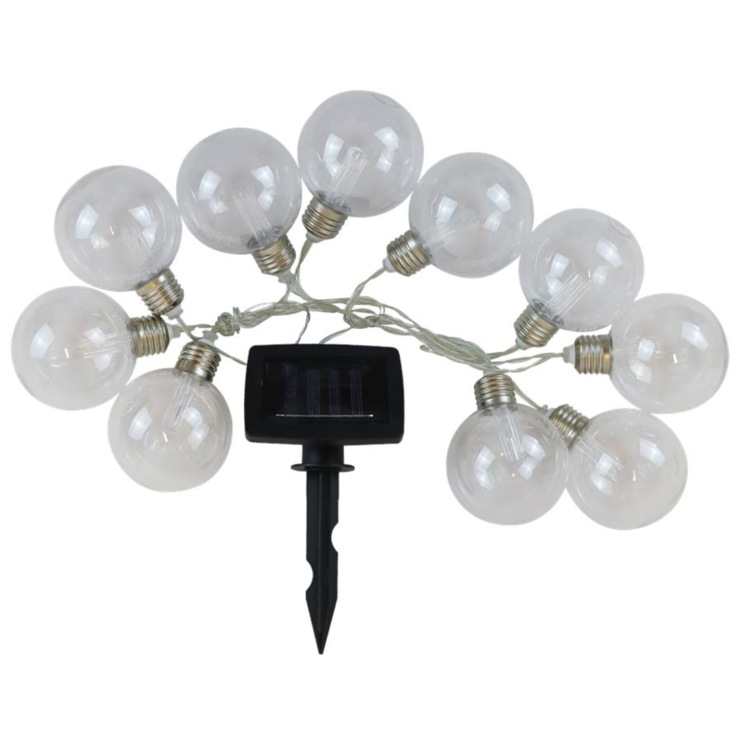 Ghirlanda Luminosa Solare da Giardino 2 m 10 Sfere Luce Calda 3000K