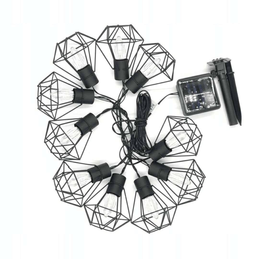Ghirlanda Luminosa Solare da Giardino da 4,8 m 10 Lanterne a Led Luce Calda 3000K