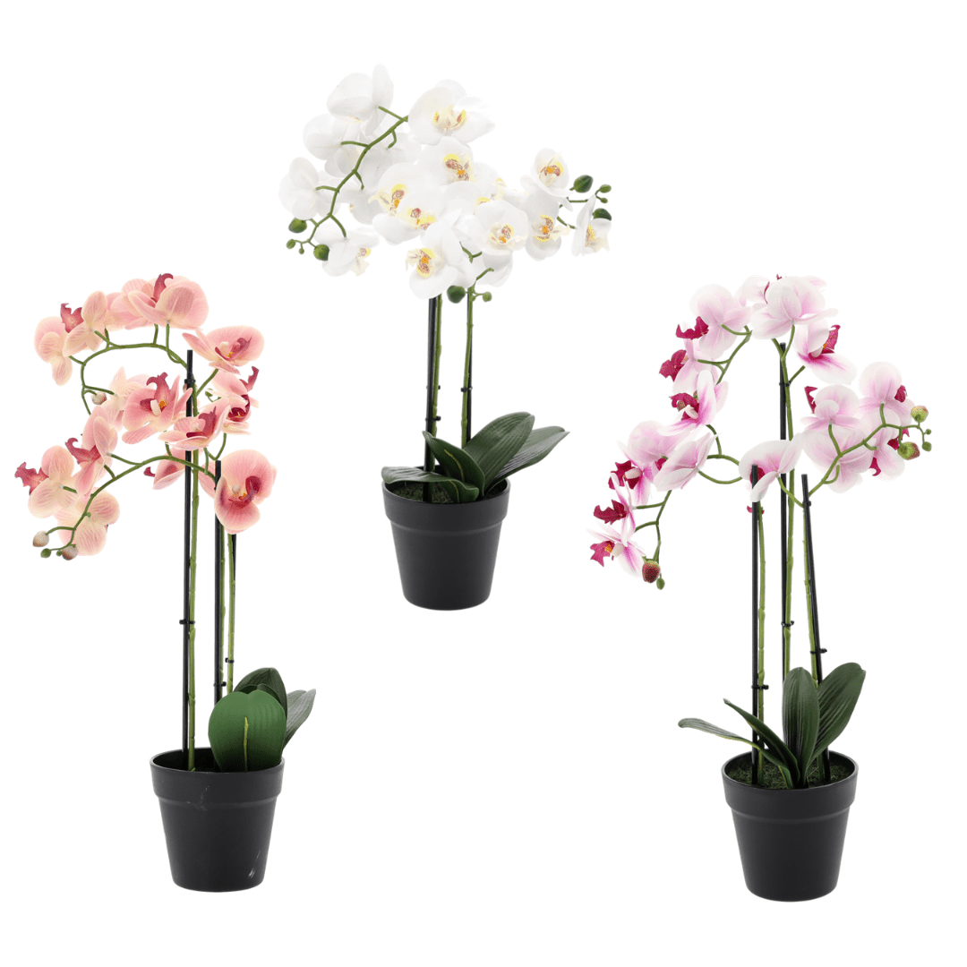 Set 3 Fiori Artificiali Orchidea 62 cm