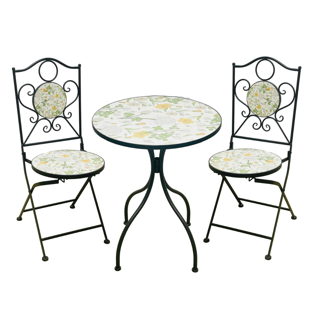 Set Sedie + Tavolo da Giardino Stile Mosaico
