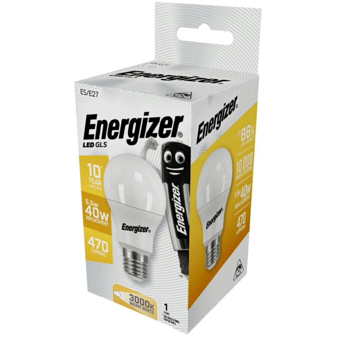 Lampadina LED a bulbo E27 5,5W – Luce bianca calda 470 lm (equiv. 40W) | Energizer