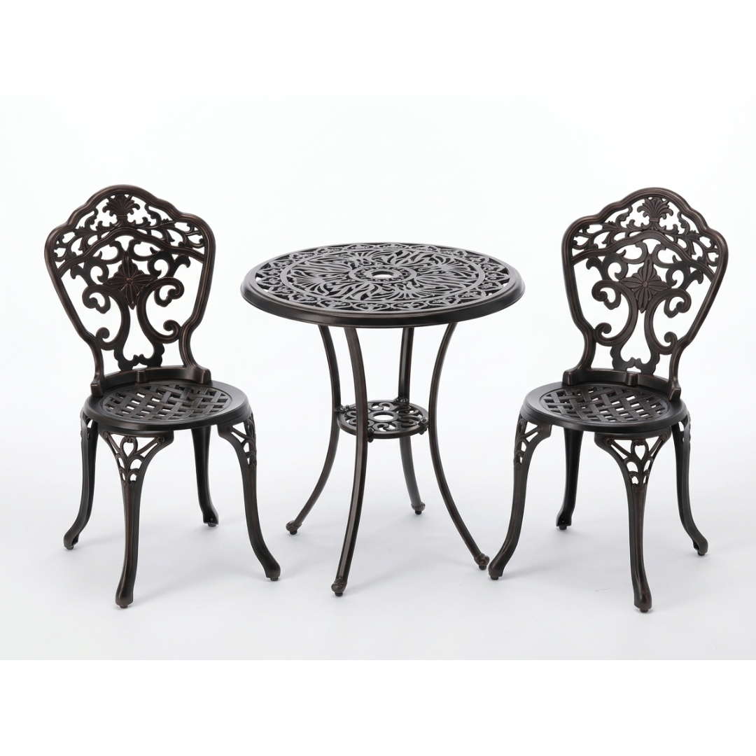 Set Sedie e Tavolo in Alluminio Danbury Garden Line Bronzo Antico Tavolo 2 Sedie