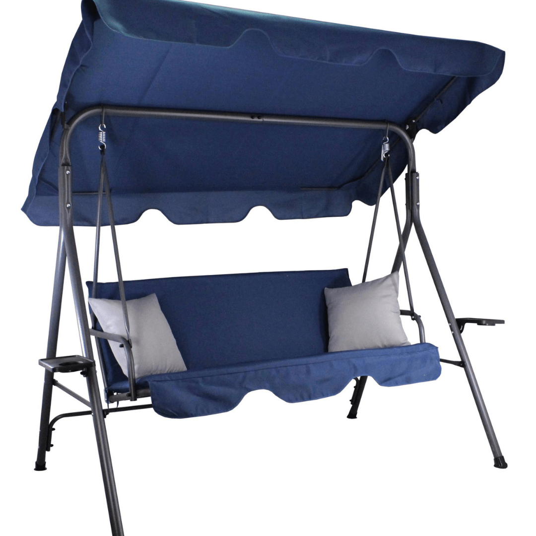 Dondolo da giardino Garden Line 3 posti blu navy con tettuccio