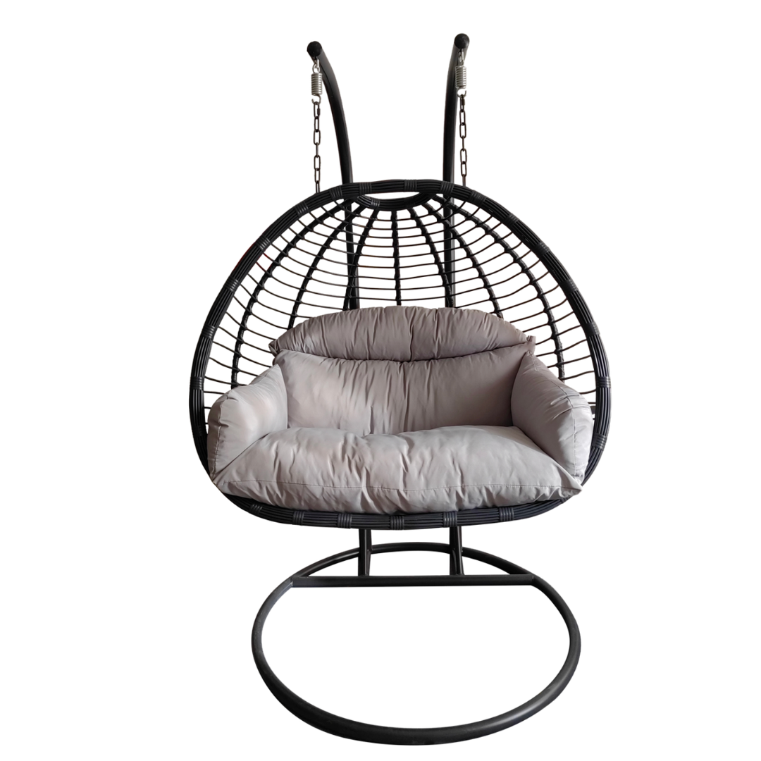 Poltrona Sospesa Gaspar 2 Posti Garden Line Grigia Cuscino Grigio 150kg