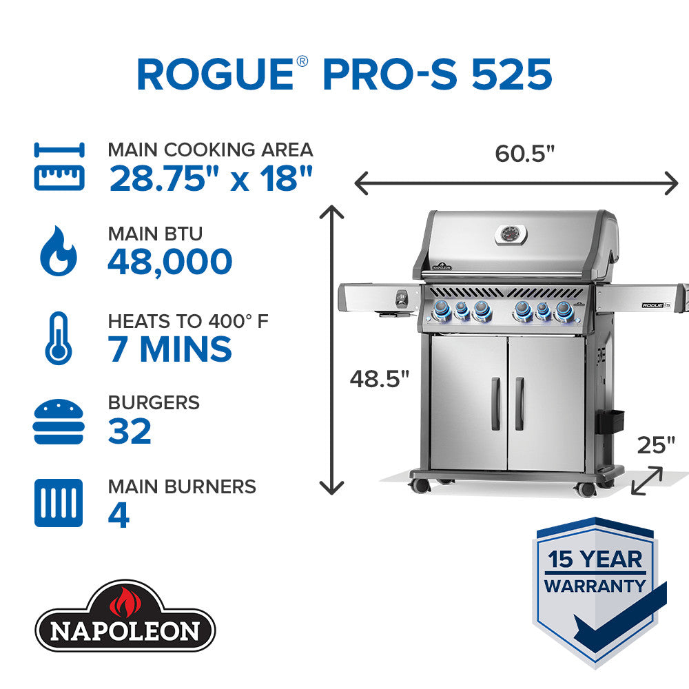Barbecue Napoleon Rogue PRO-S 525 RSIB Compatto 6 Bruciatori