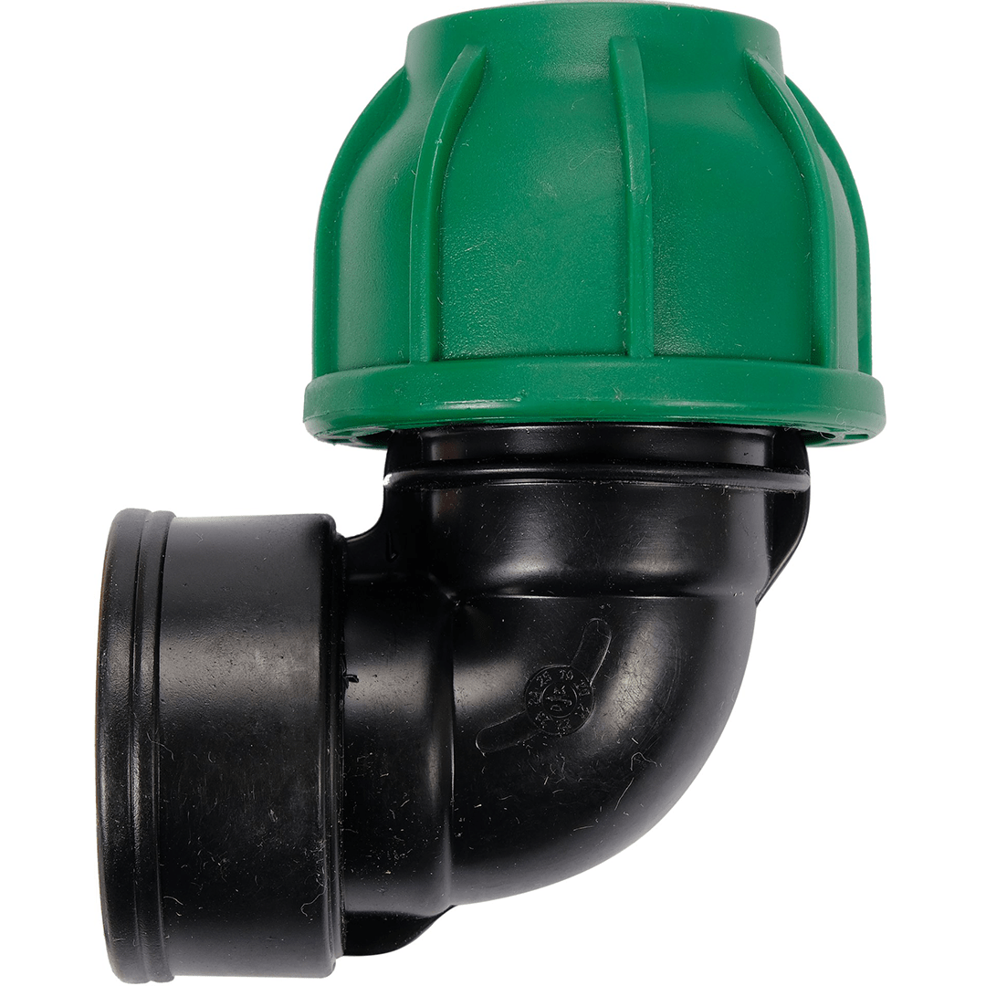 Gomito 90° per Tubi PE 25 mm x 1" GW – Raccordo Femmina a Compressione, Polipropilene 10 BAR FLO