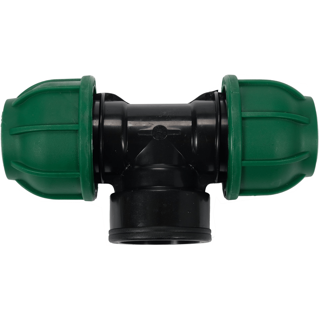 Raccordo a T per Tubi PE 25 mm x 1" x 25 mm – Attacco Centrale Femmina IT, Polipropilene 10 BAR FLO