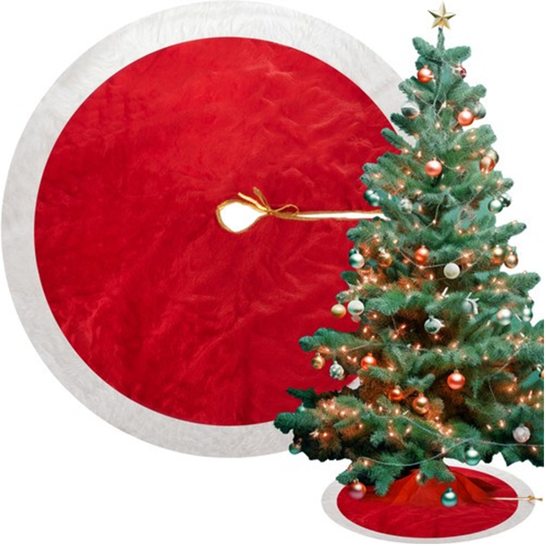 Tappeto sotto l’Albero di Natale Ruhhy 90 cm Morbido in Peluche Rosso Bianco e Oro
