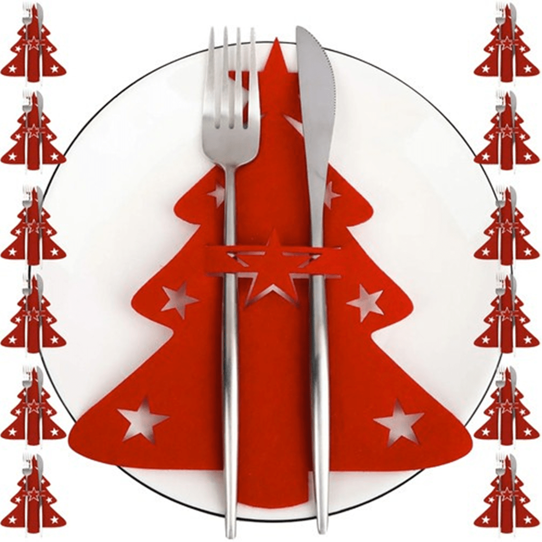 Portaposate Alberi di Natale Ruhhy Set da 12 Pezzi in Feltro Rosso