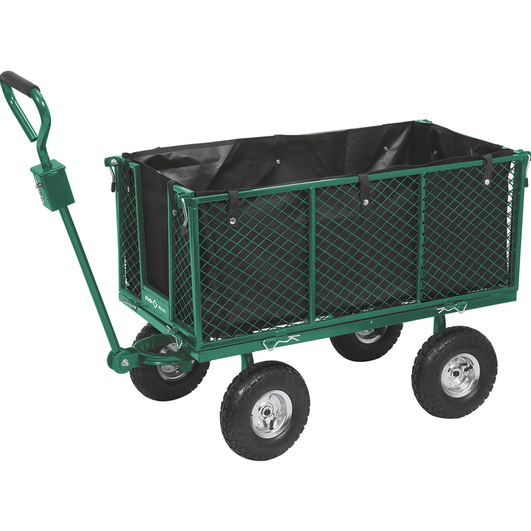 Carrello da Giardino con Ruote Pneumatiche e Sponde Apribili 300 kg Vorrel