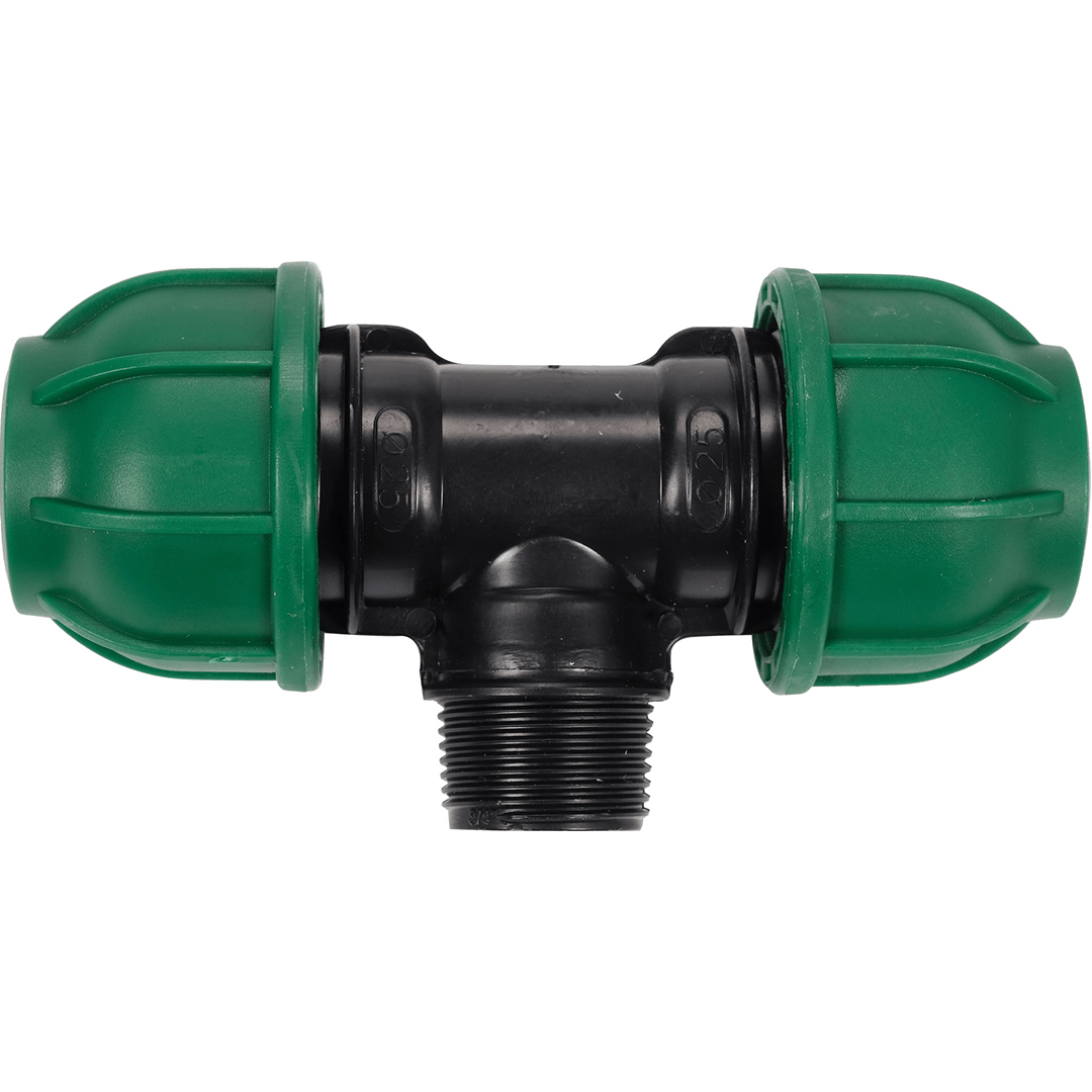 Raccordo a T per Tubi PE 25 mm x 3/4" x 25 mm – Attacco Maschio Centrale ET, Polipropilene 10 BAR FLO
