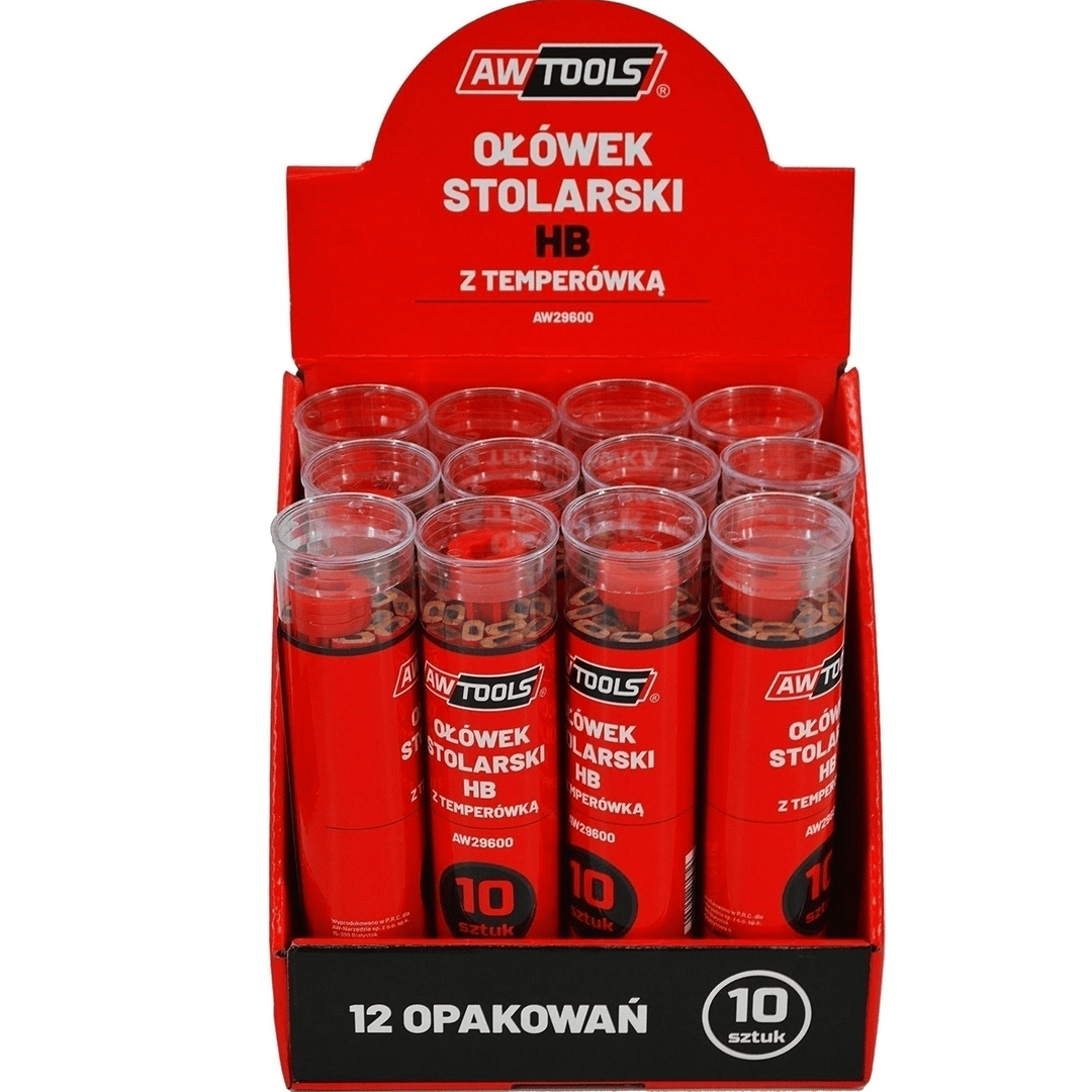 Set 10 Matite da Carpentiere HB con Temperamatite – per Legno, 175 mm