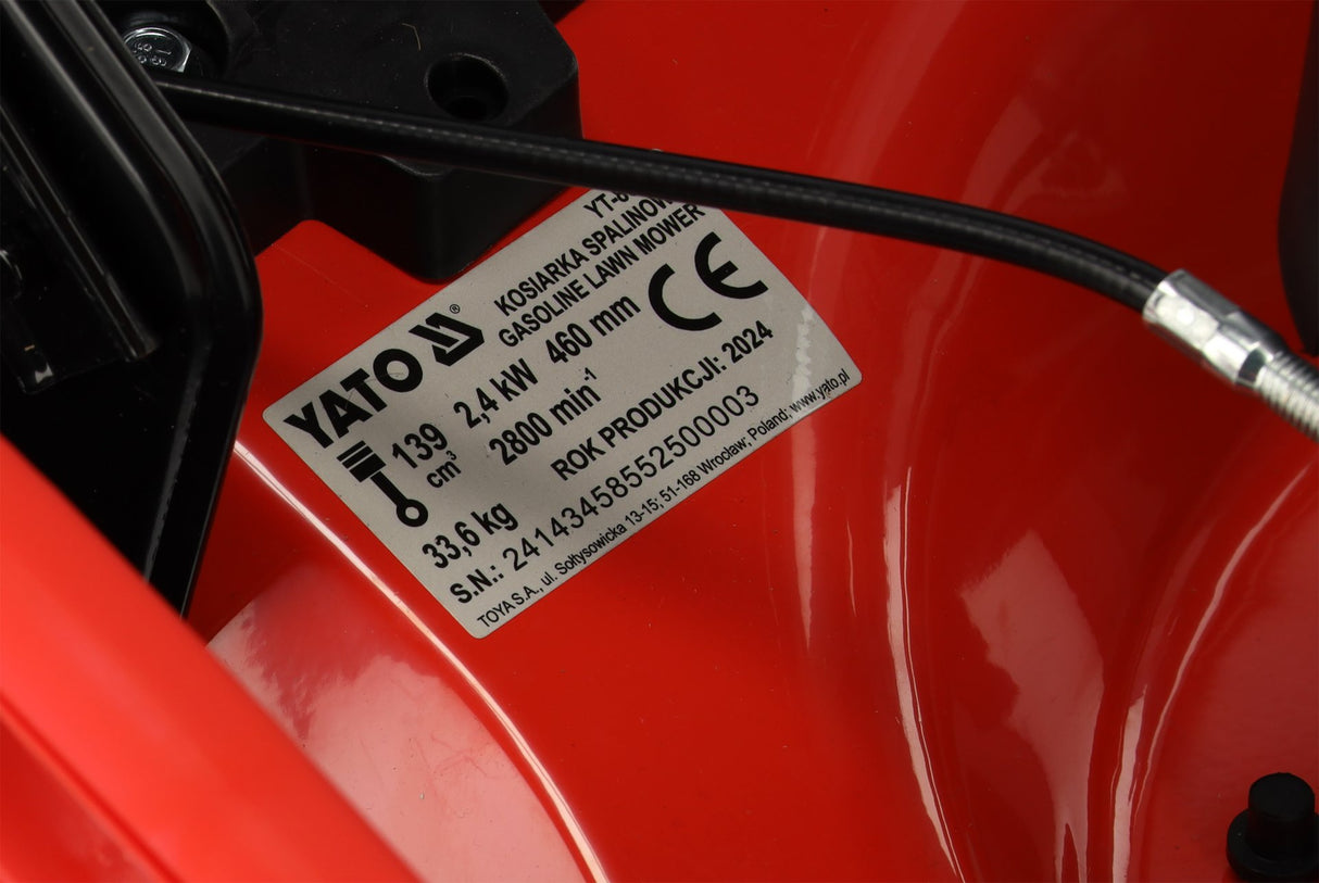 Tagliaerba a Scoppio Yato 139cc 3,5Cv 46cm Trazione 4in1 Con Serbatoio Da 62L